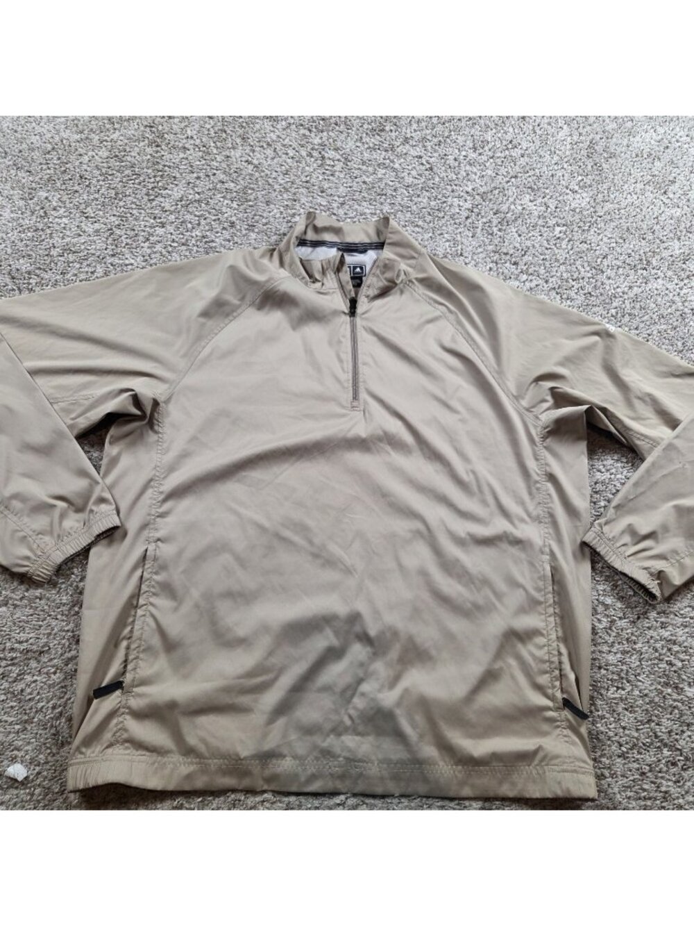 Adidas Golf Windbreaker Mens XL Beige Quarter Zip Pullover Jacket Marks*